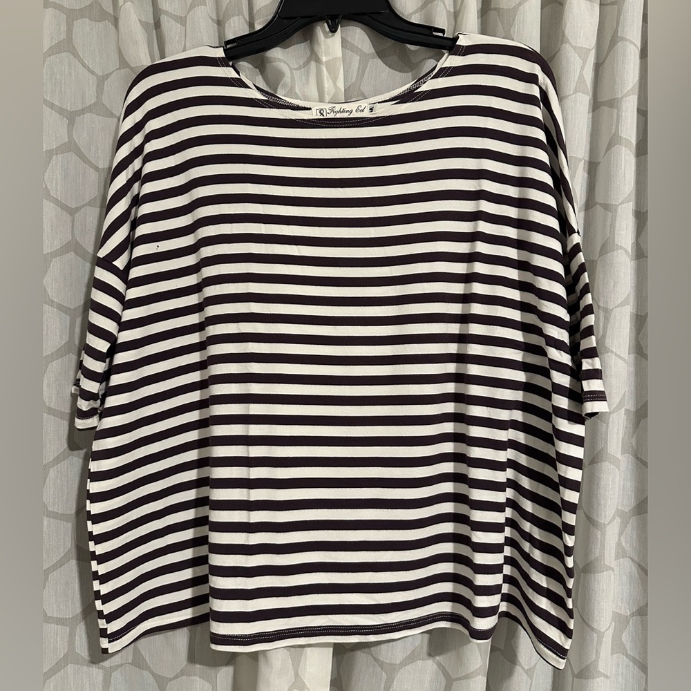 Fighting Eel Striped Brown and White Top